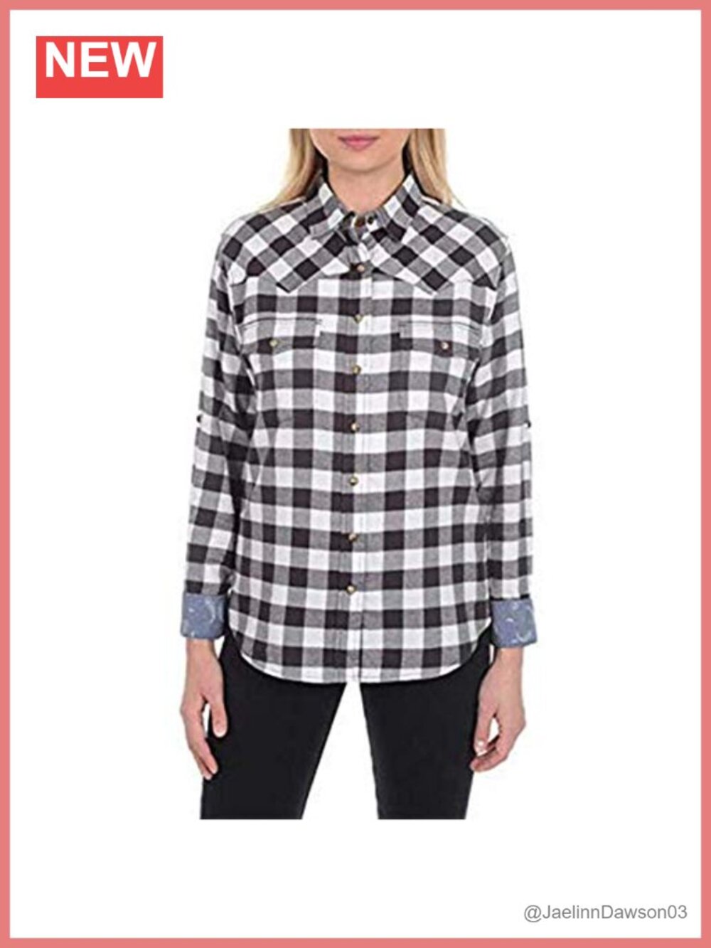 Girlfriend Flannel Shirt Long Sleeve Pull On Button-Down Collar Casual